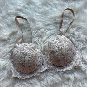 Third Love Womens Lace Balconette Bra 24/7 Beige Off White Underwire Lined 30E